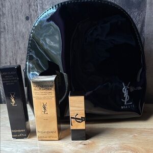 YSL bag with cosmetics